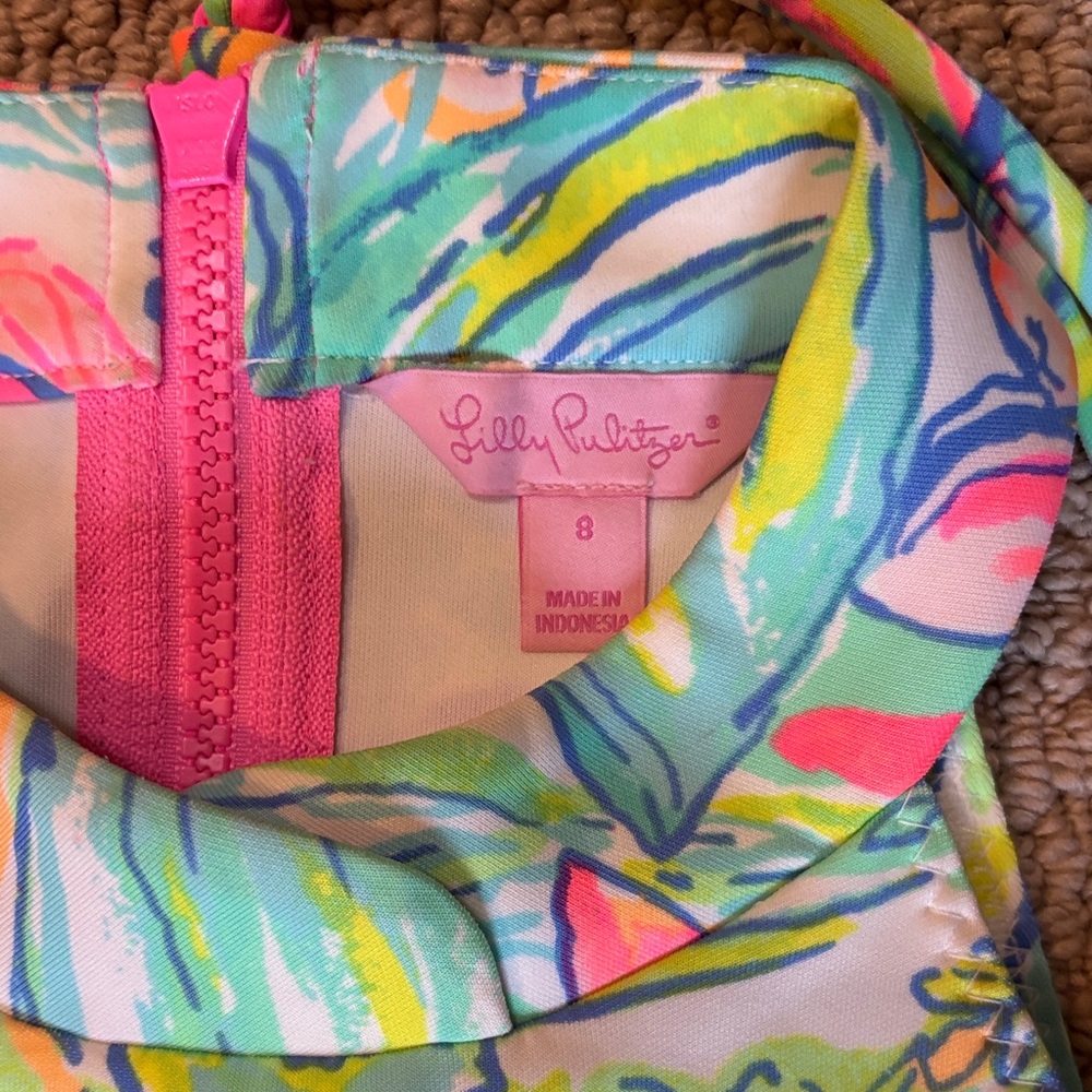 Like new Lilly Pulitzer Floral Halter Dress with scuba type material. - Picture 2 of 3